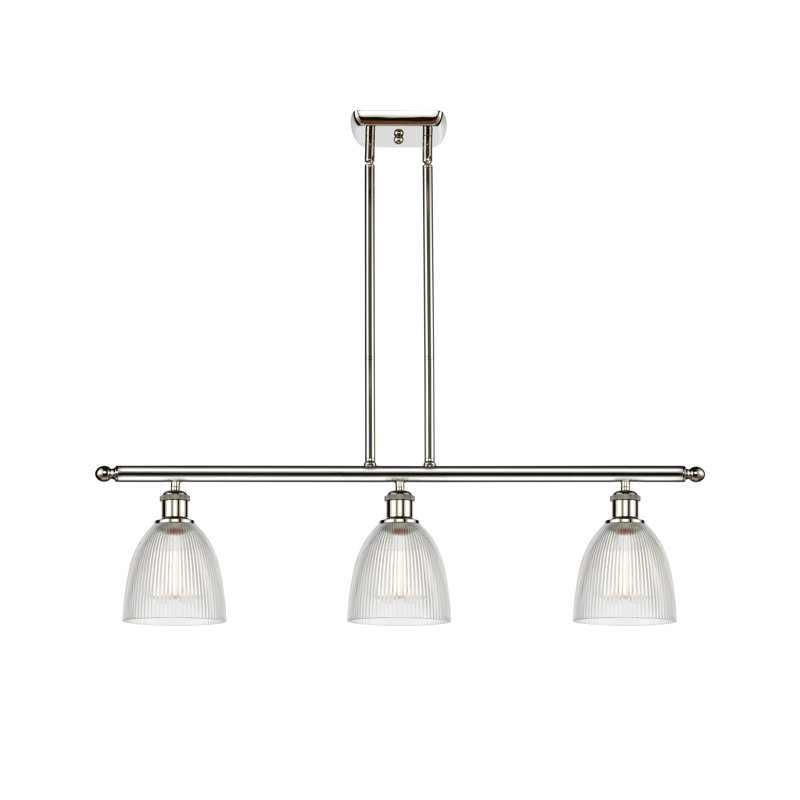 Luminaire suspendu en forme de dôme pour îlot de cuisine à 3 lumières Asdsit, Nickel poli, Ampoule non incluse