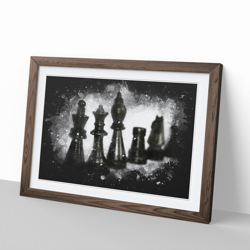 Chess Pieces Vol.1 - Picture Frame Painting, 27cm H x 36cm W x 2cm D, Walnut Framed