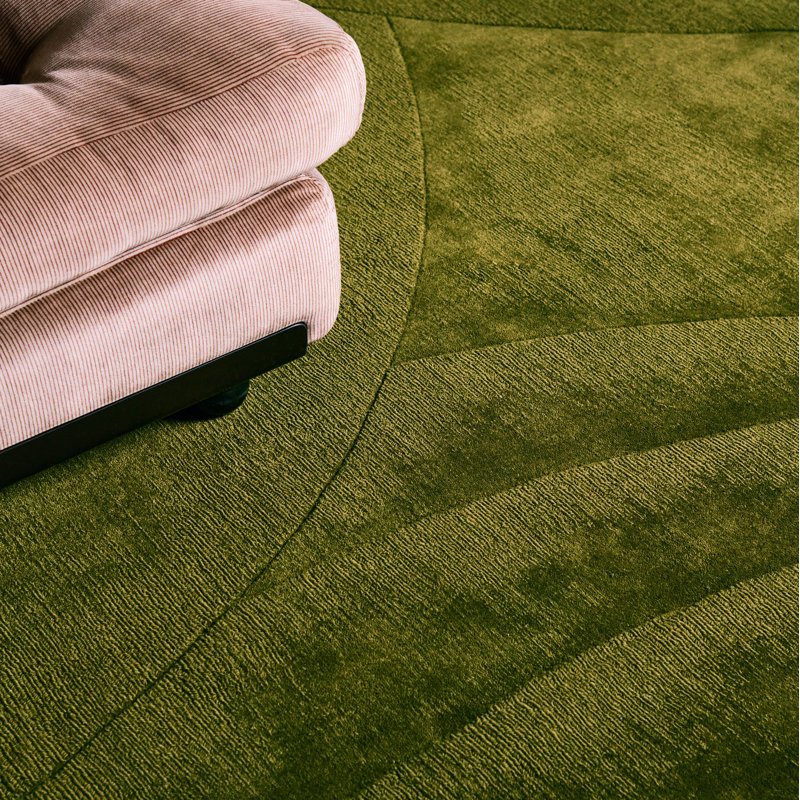 Volute Wool Abstract Area Rug in Green, Rectangle 8' x 11'4"