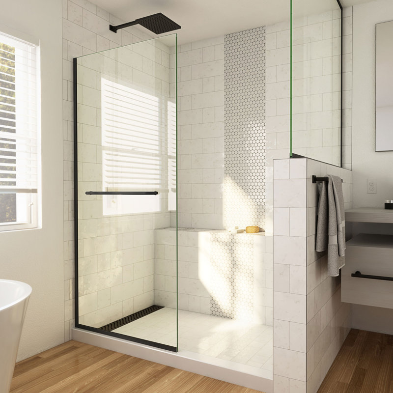 Porte de douche sans cadre l 30 po x H 72 po, Noir mat, 30"