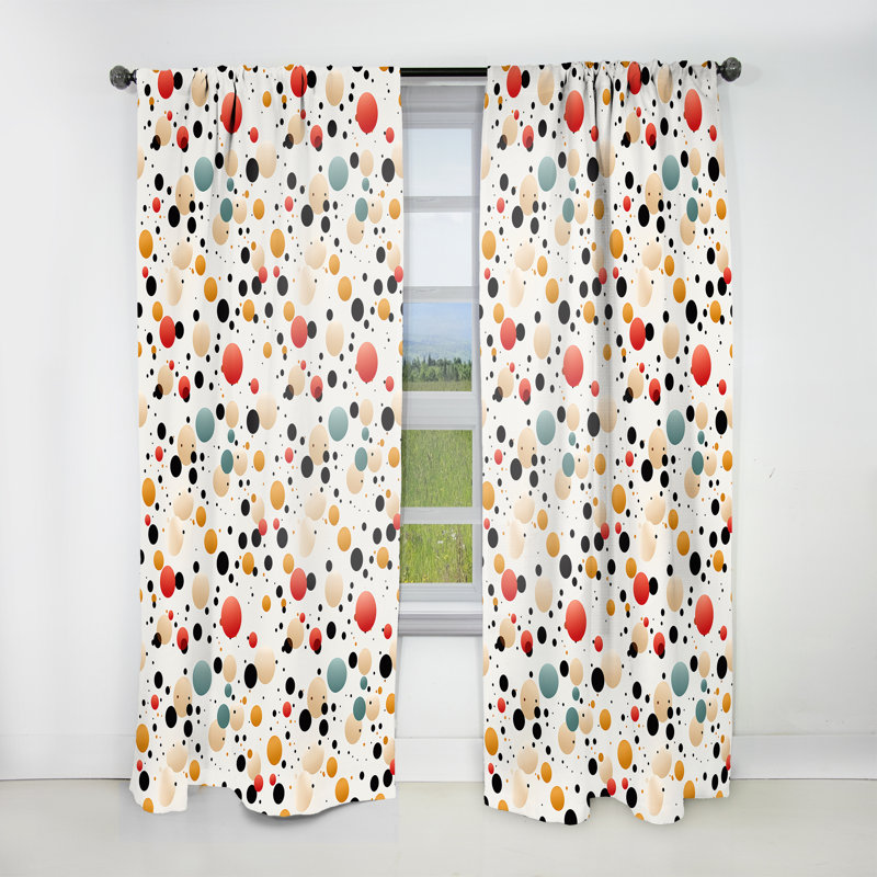 Motif à pois multicolore vibrant - Rideau abstrait - Rideau obscurcissant - 1 panneau, L 52 po x L 90 po