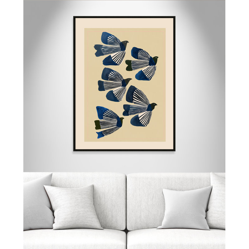 Imprimé indigo par ville, L 31,5 po x H 41,5 po, Toile avec cadre, Flottant espresso
