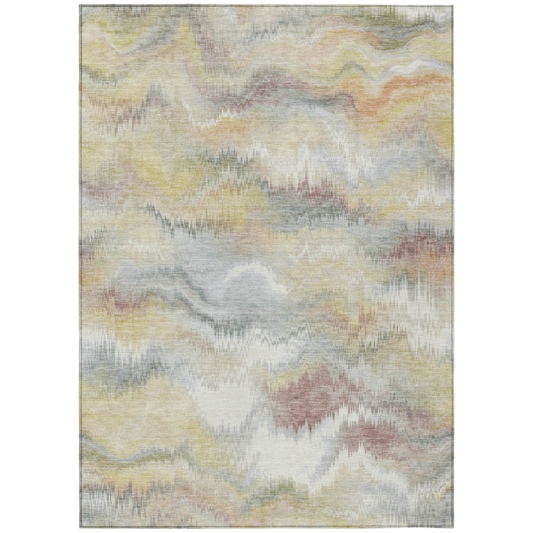 Machine Washable Indoor/Outdoor London ACN2258 Swirls Rug