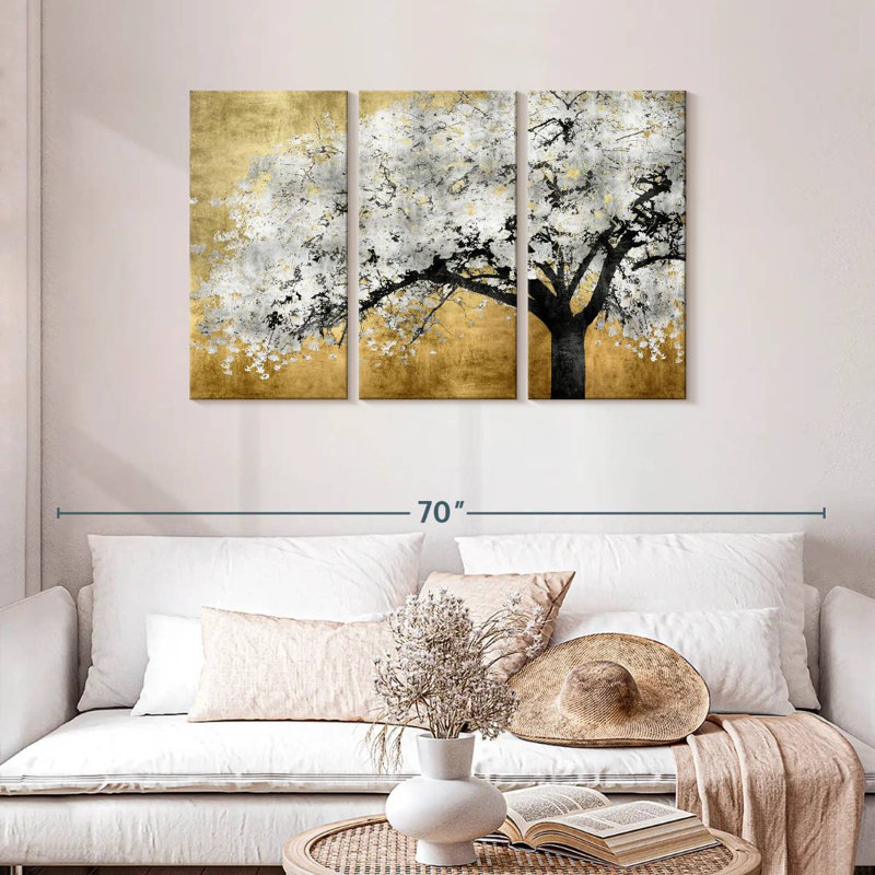 Harnek Silver Blossoms III, 28" H x 45" W