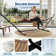 Double Outdoor Hammock with Stand, 204 KG Heavy Duty Portable Hammock with Soft Pillow & Padding, Foldable Hammock for Indoor, Patio, Backyard and Garden Use,Yellow Rainbow Rtripes