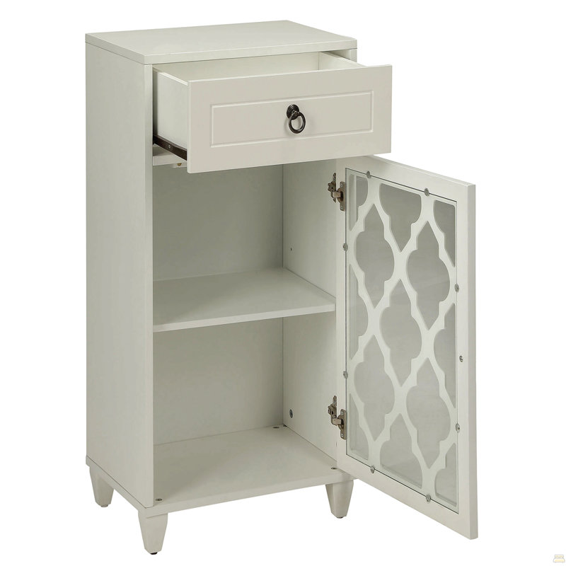 Table d'appoint blanche avec tiroir et porte