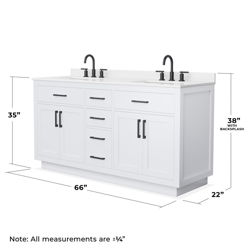Beckett TK 66'' W Vanity, Brushed Nickel, 8" Center, White