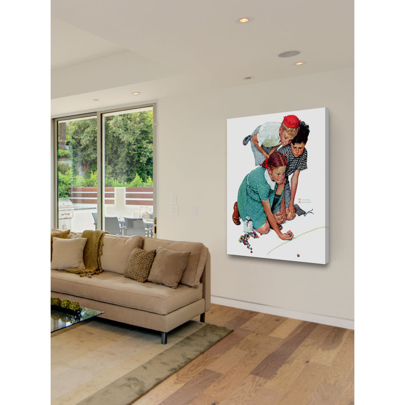 « marbles champ » par norman rockwell, reproduction d’art sur toile tendue, H 48 po x l 40 po