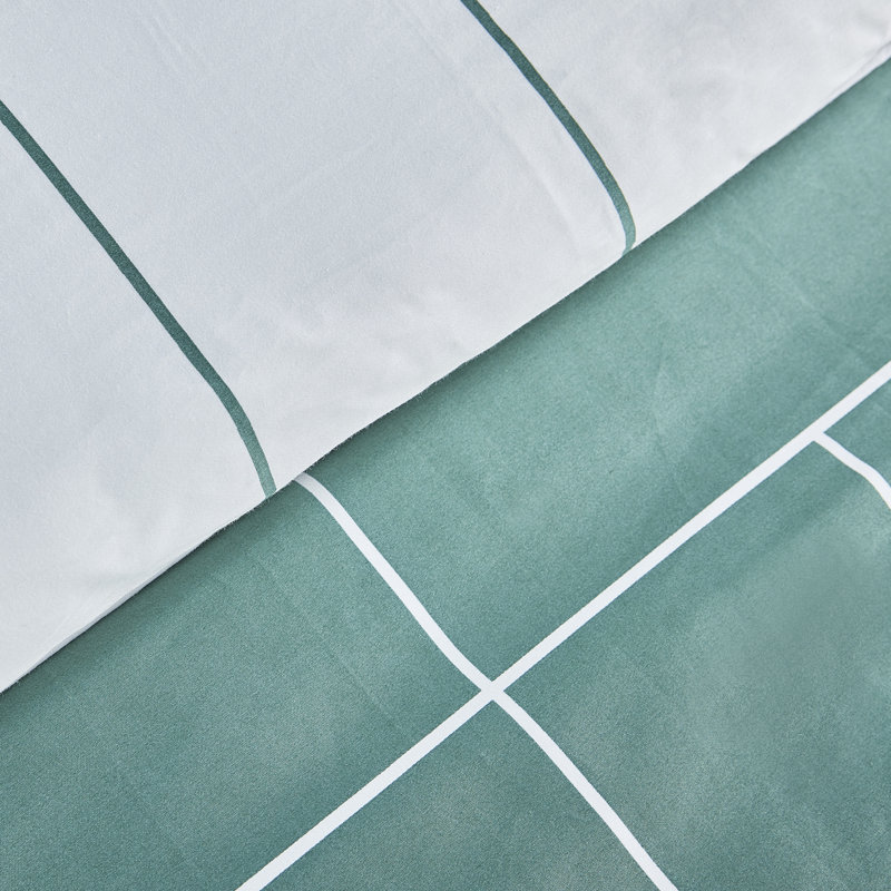 Ensemble d'édredon 100% coton Lacoc Ashcombe, Édredon double/grand et 2 taies décoratives, Vert / Ashcombe