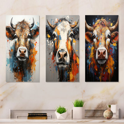 Popart Urban Cow - Cow Metal Wall Art Set Of 3