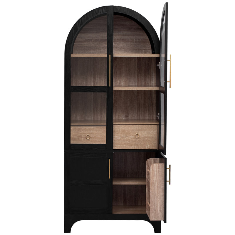Grand garde-manger arqué 71 po avec tablettes de porte, Noir