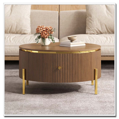 Modern Round Coffee Table with 2 large Drawers