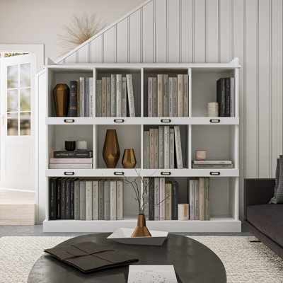 10-Shelf Bookcase In White - Accommodates Various Items With Ease 51.66"X12.06"X45.84" Holds Artwork & Collectibles
