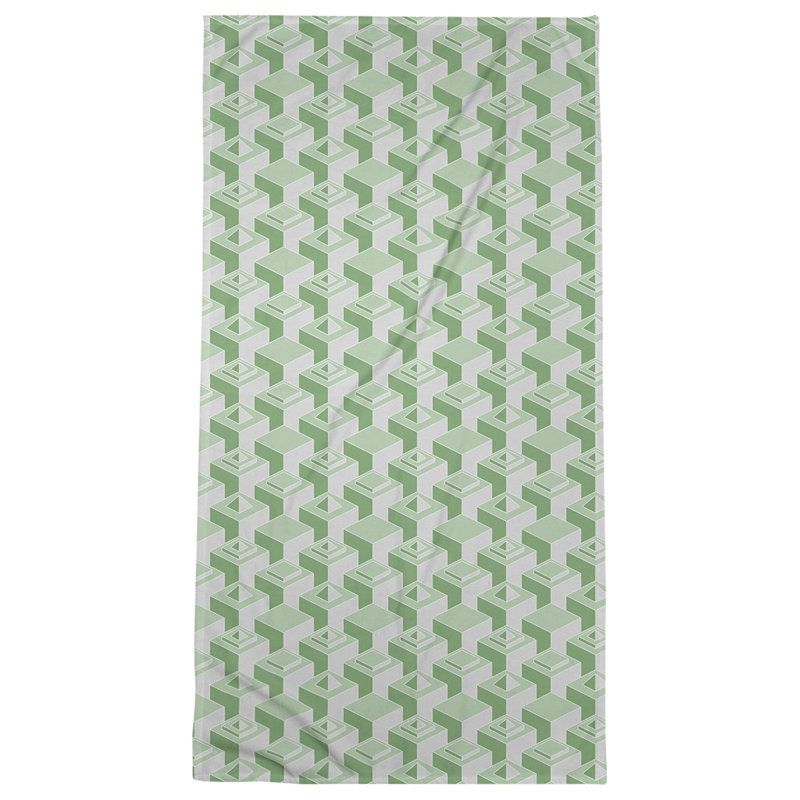 Serviette de plage classique gratte-ciels, Vert / Gris / Noir
