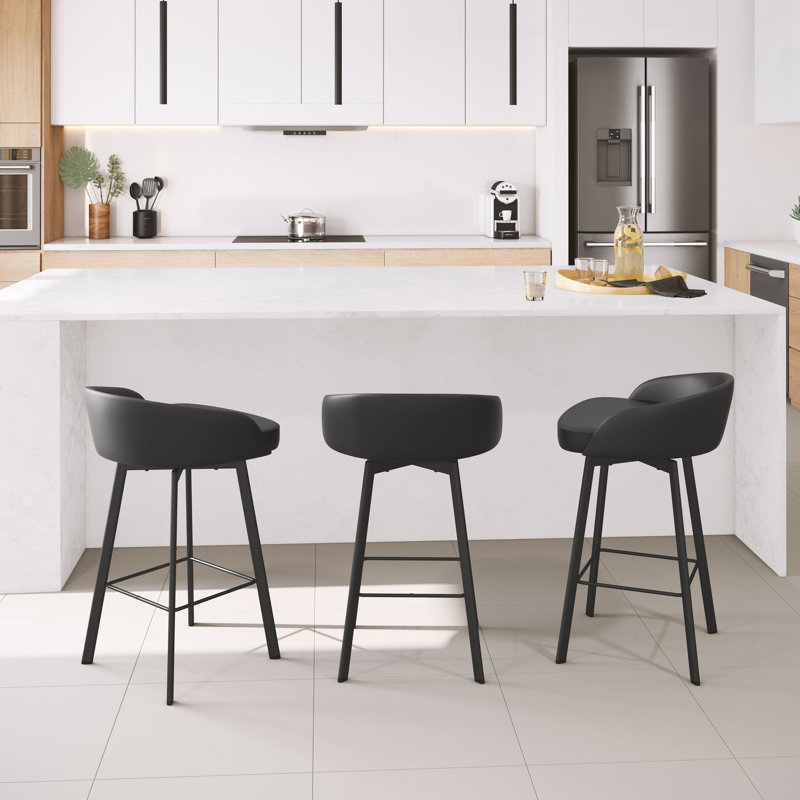 Tabouret de bar et de comptoir pivotant Bethanee, Tabouret de comptoir (siège d'une hauteur de 26 p, Noir, Noir