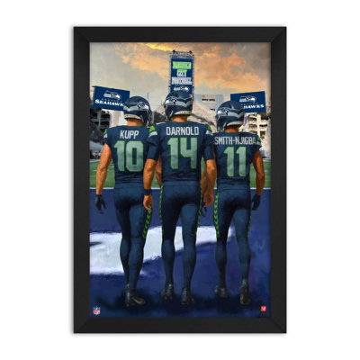 NFL SEATTLE SEAHAWKS 3 PLAYER 14"X20" FRAMED PRINT