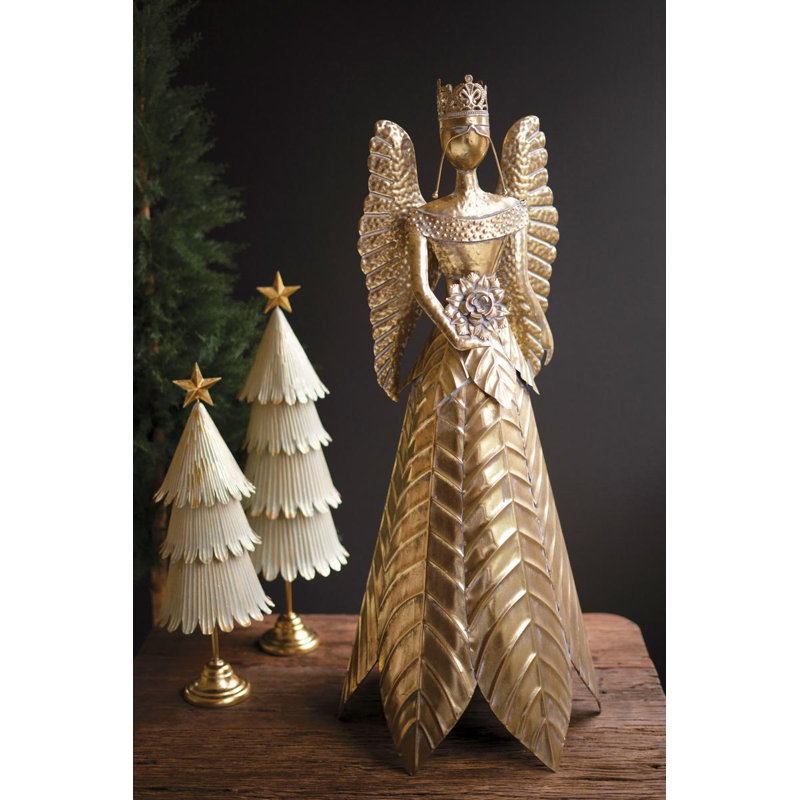 GRAND ANGE DE NOEL EN MÉTAL DE TABLE - T 39 po