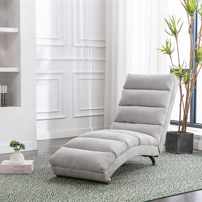 Chaise longue rembourrée Laquasia, Polyester gris clair