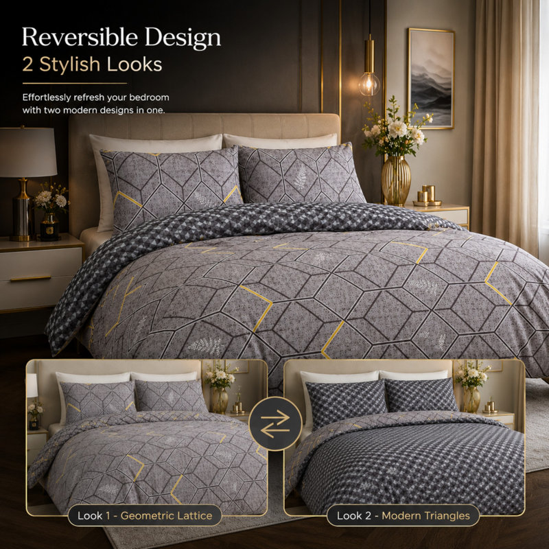 Premium Soft Reversible Duvet Cover Set – Double-Brushed, Zipper Closure & Corner Ties, Quilt Cover