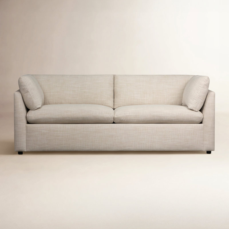 Kallie 86" Upholstered Sofa, Lena Sand Performance Linen Blend