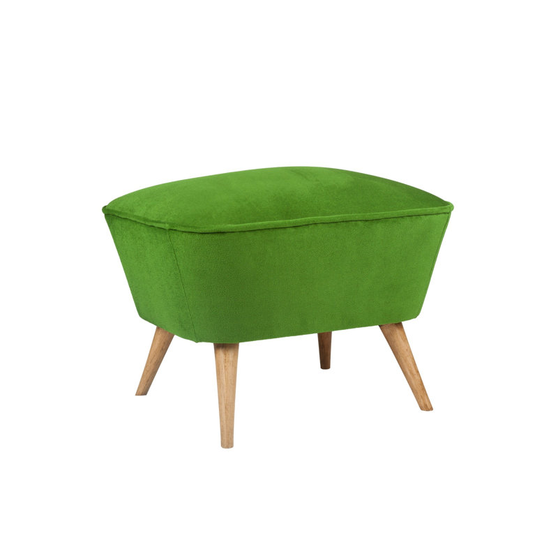 Stylish Solid Wood Pouffe with Green 100% Polyester Fabric, 22.4 x 17.7 x 17.7 inches | 32 DNS Foam for Comfort | Easy Clean Fabric & Durable Wood Legs | Perfect for Living Room, Bedroom, or Relaxation Areas