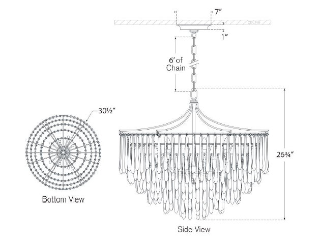 Julie Neill Vacarro Medium Chandelier, Plaster White