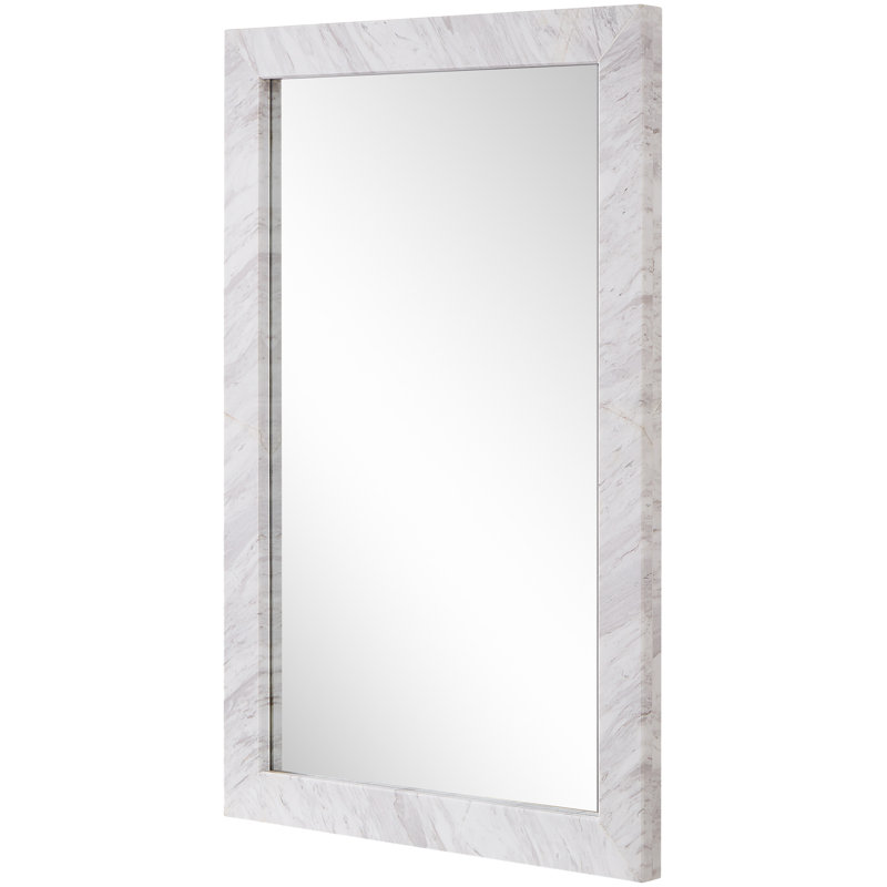 Pavia Genuine Travertine Frame Mirror, Marble, White