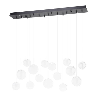 Tama 46-inch 8-light Black 3CCT LED Pendant Light with Clear Glass Shades