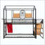 Lit superposé en métal, lit de maison en métal avec glissière et escalier de rangement-131522559