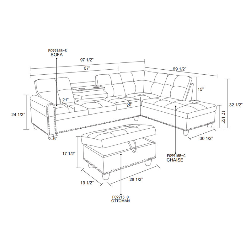 Monarrez Faux Leather Sofa & Chaise