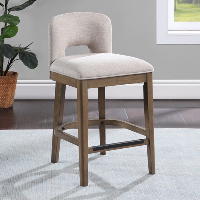 Upholstered Counter Stool with Solid Wood Frame