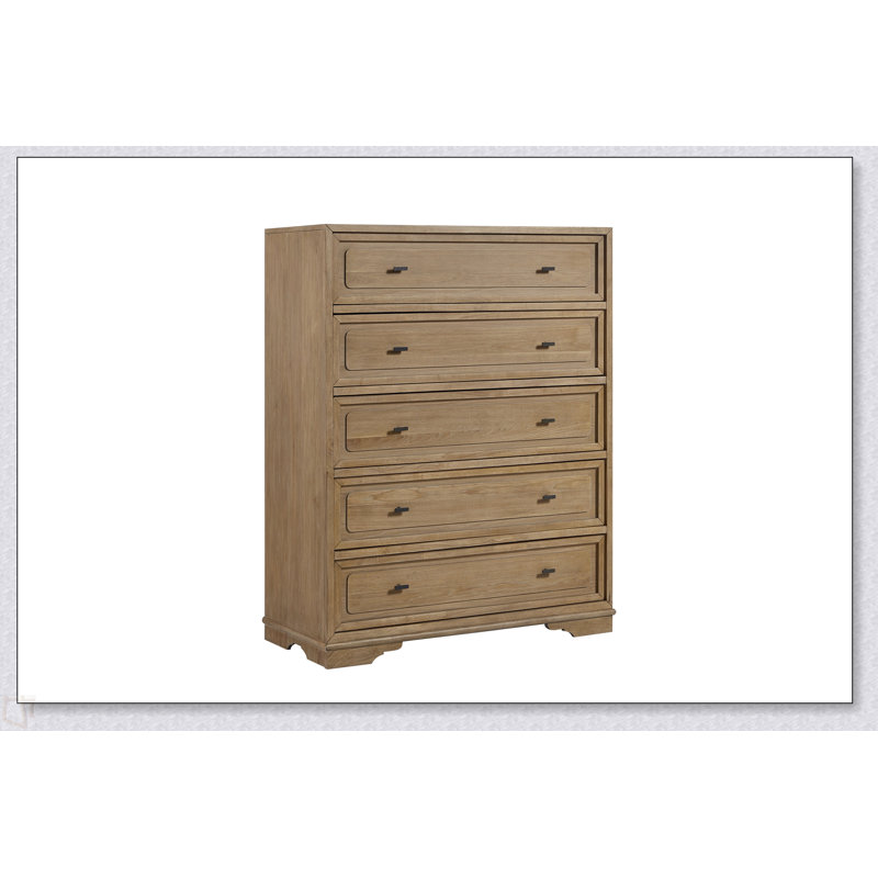 Commode 5 tiroirs Hickory, Naturel