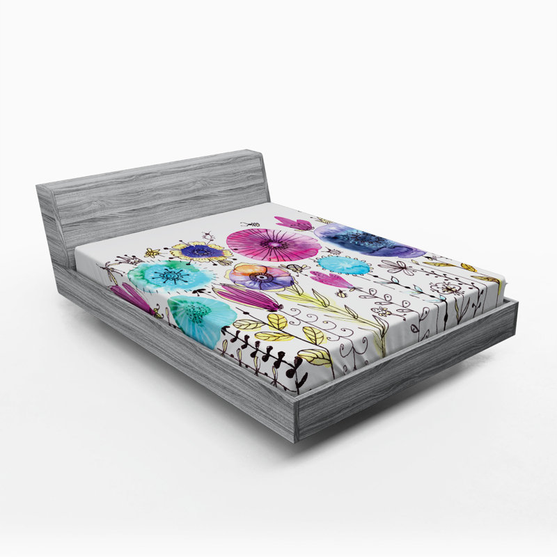 Microfiber Floral Fitted Sheet, Queen Fitted Sheet