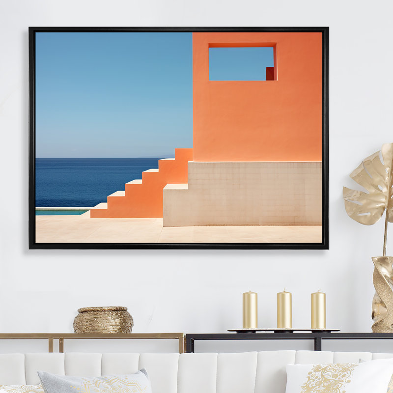 «Beach House Architecture Dream Retreat IV», reproduction sur toile, 30" H x 40" W x 1.5" D, Cadre flottant noir