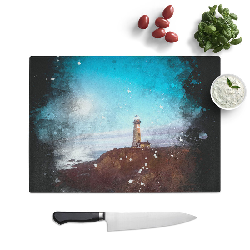 Tempered Glass Pigeon Point Lighthouse Chopping Board, 20 cm x 28.5 cm