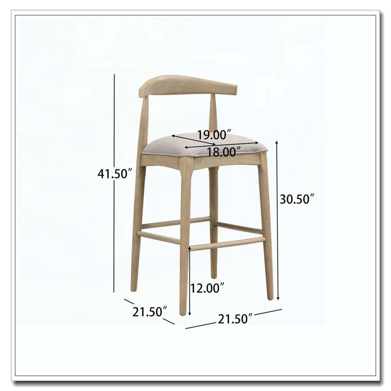 Tabouret de bar en bois, Siège gris / structure en bois