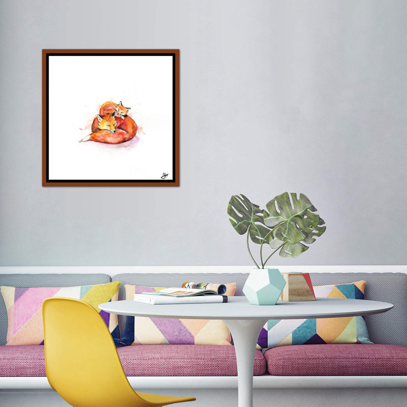 Décoration murale pour enfants Foucault's Foxes, H 37 po x l 37 po x P 1,5 po, Toile classique avec cadre brun