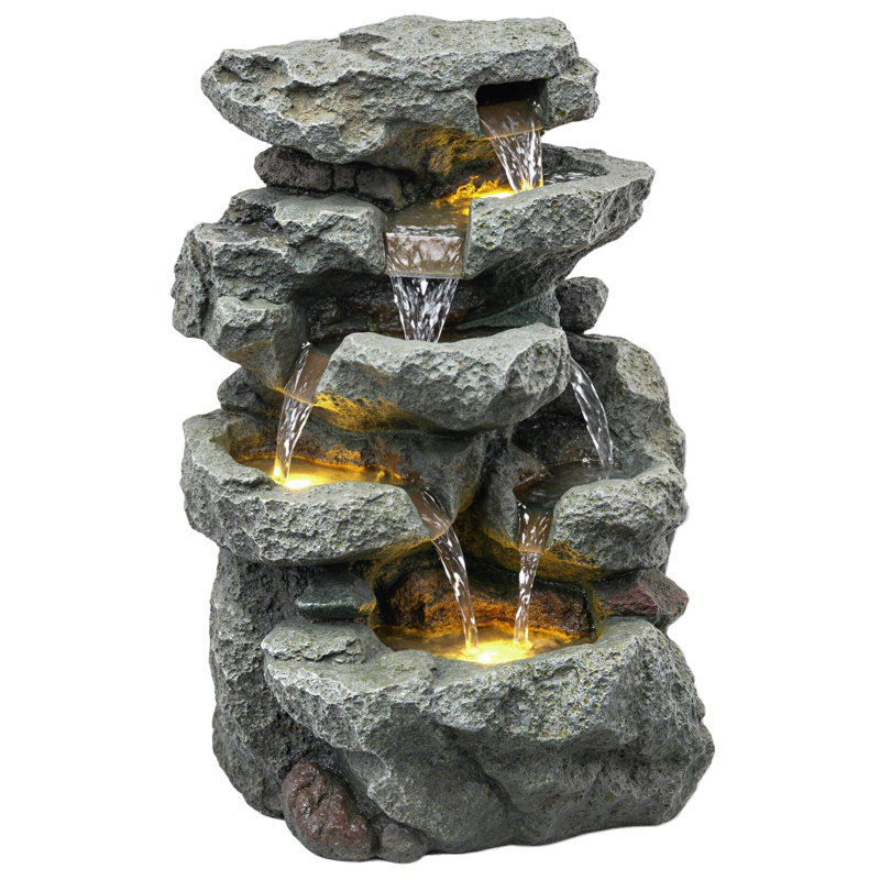 Outdoor Fountain with Lights