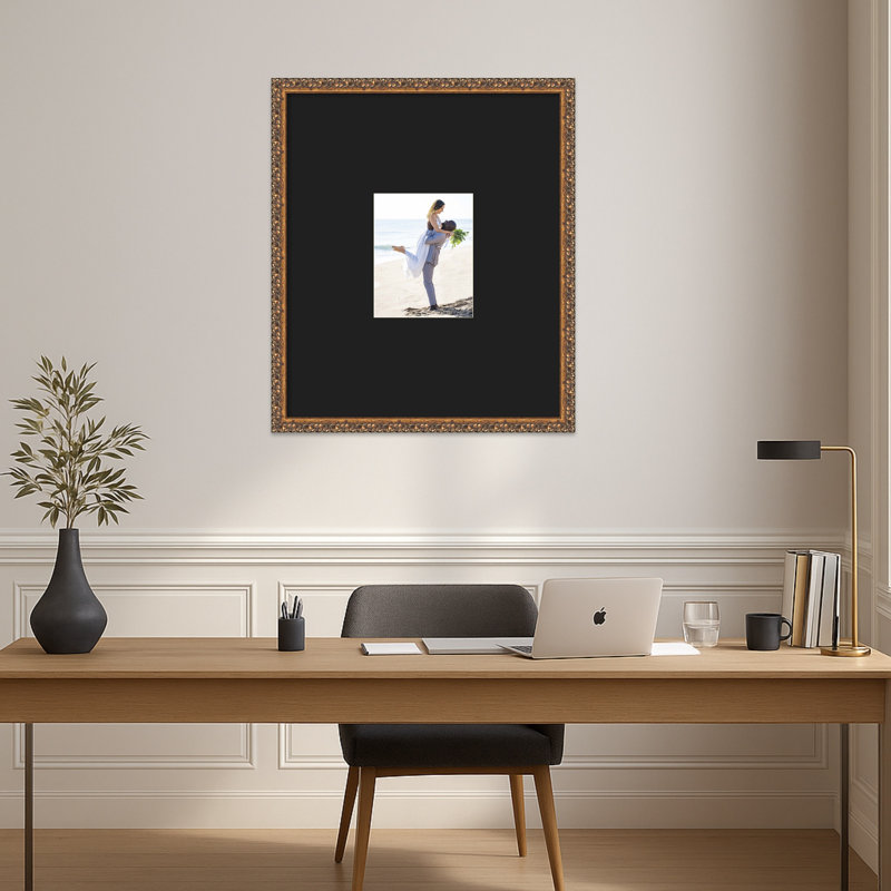 Cadre photo en bois antique bronze, Noir lisse, 22 x 26 emmêlés à 8 x 10
