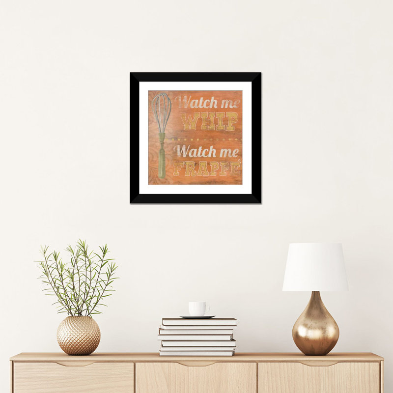 « hip cuisine iv », reproduction d’art textuel sur toile, H 16 po x l 16 po x P 1 po, Papier d'art encadré noir, Blanc