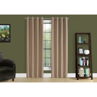 Curtain Panel 2Pcs Set 54"W X 84"L 100% Blackout Grommet Living Room Bedroom Kitchen Brown Thermal Insulation Polyester Contemporary Modern
