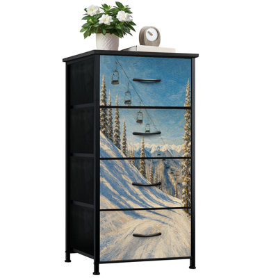 Commode pour chambre à coucher avec 4 tiroirs de rangement Remontées mécaniques