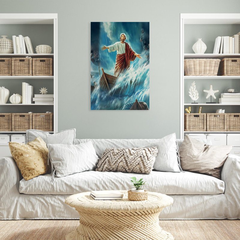 Jesus in Ocean - 1 pièce, impression rectangulaire, H 20 po x l 16 po x P 1,25 po