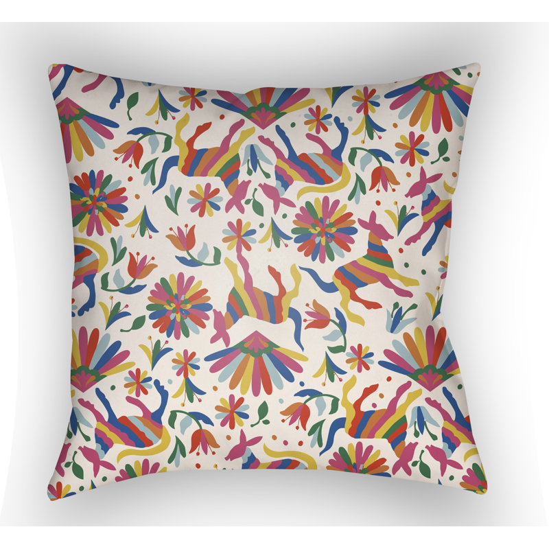 Lolita Pablo Floral Outdoor Reversible Throw Pillow, White, 18" H x 18" W x 3" D