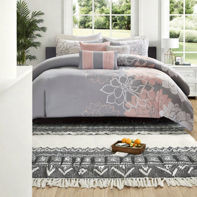 Floral Bedding Sets Full Queen 6 Piece Cotton Sateen, Modern Home