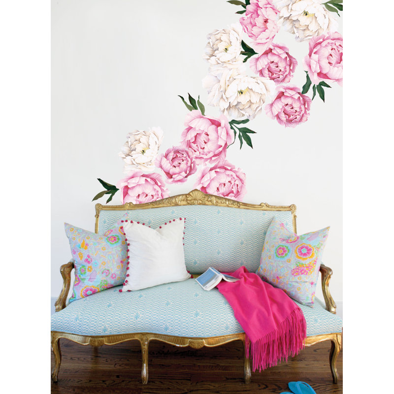 Adhésif décoratif pivoine Wanette, Rose vif