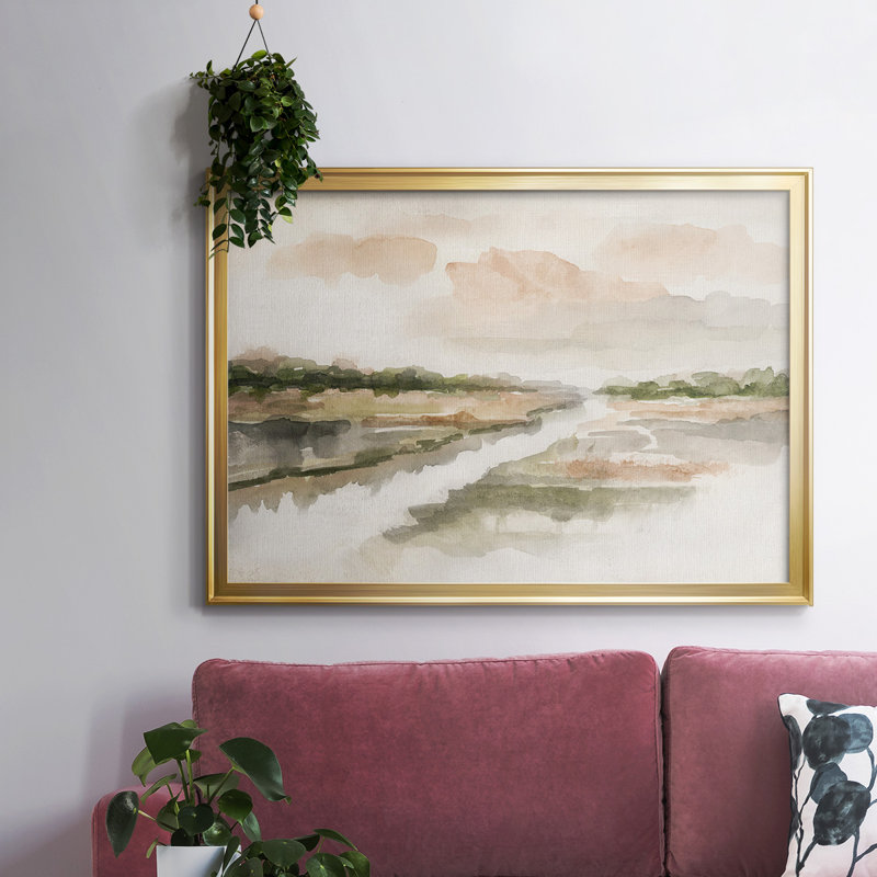 «Moody Sunset», toile tendue avec châssis encadré, H 30 po x l 44 po x P 1,5 po, Or