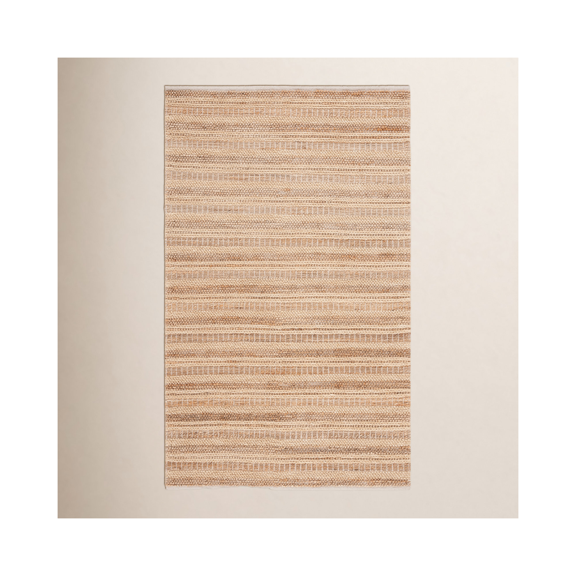 Kerriann Hand Woven Wool/Jute/Cotton Striped Rug in Brown/Beige, Rectangle 4' x 6'