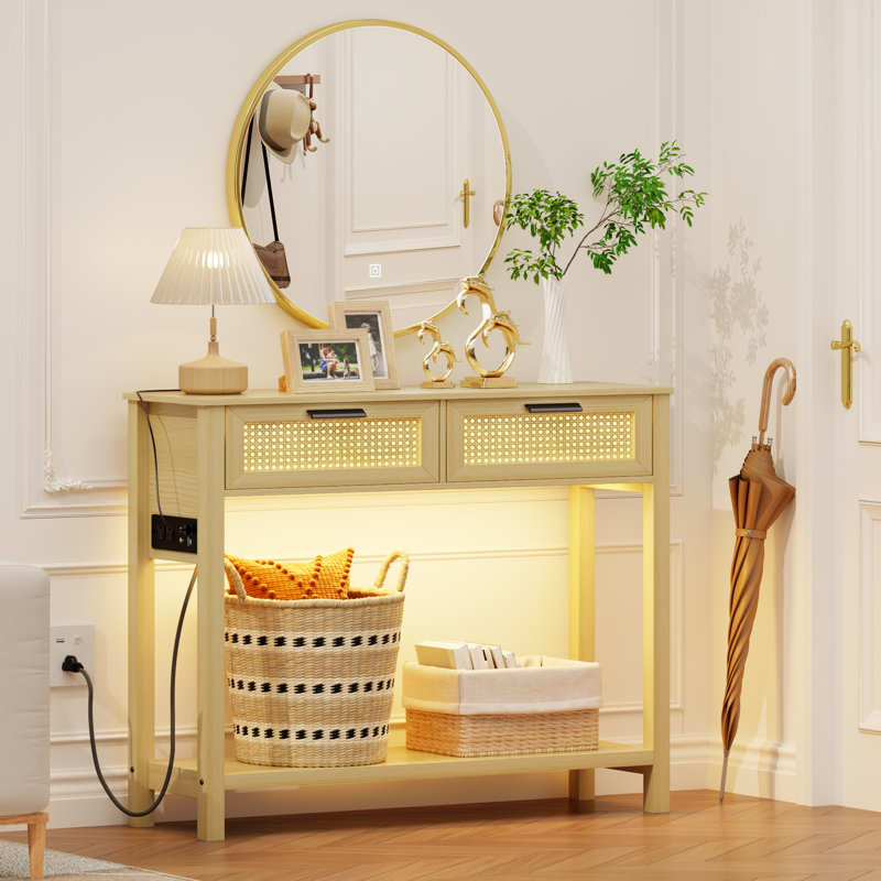 Alvise 39.37'' Console Table, Natural Wood