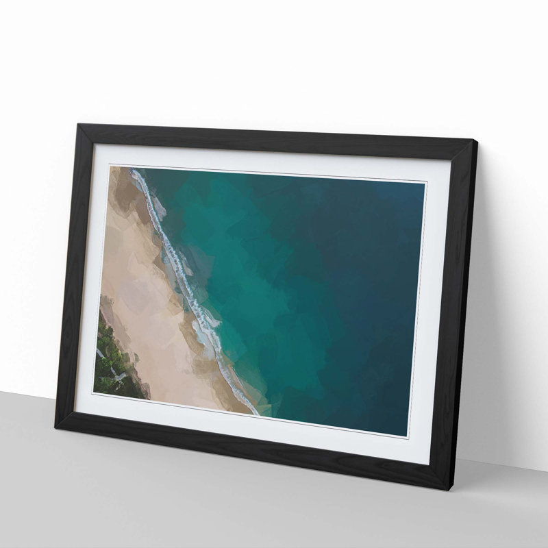 Beach in Toque Pequeno Brazil in Abstract - Picture Frame Photograph Print, 62cm H x 87cm W x 2cm D, Black Framed